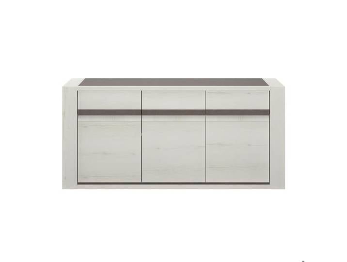 Buffet 3 portes 190cm effet bois chêne avec tablettes