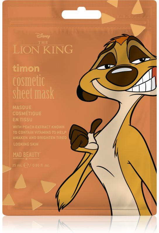 Mad Beauty Lion King Timon sheet mask for intensive hydration 25 ml