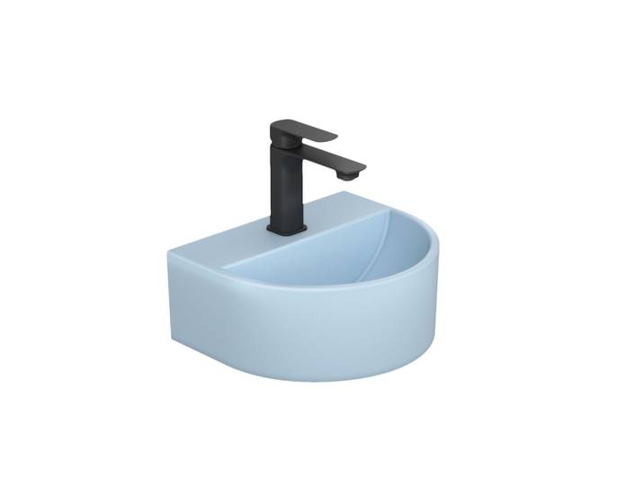 WASCHBECKEN U-förmig Wandmontage Matt Hellgrau-Blau 30,3 / 25,5 / 12 cm