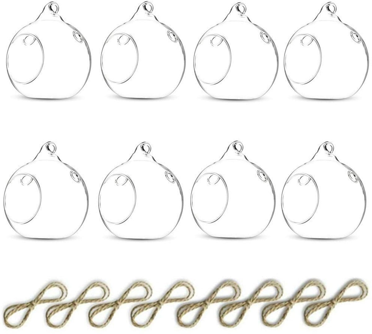 Omgoods Set van 8 Hangende Glazen Theelichthouders voor Decoratie