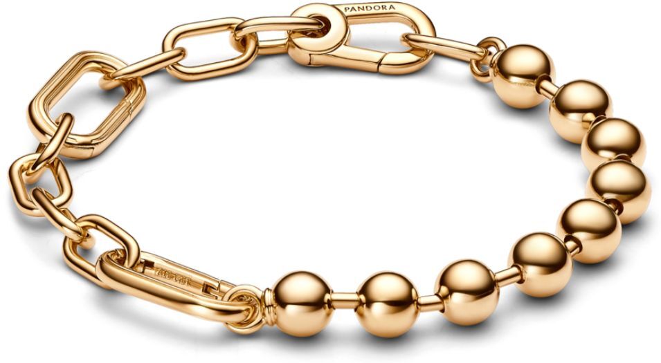 Pandora ME Metal Bead & Link Chain kaulakoru, keltakullattu, 562793C00