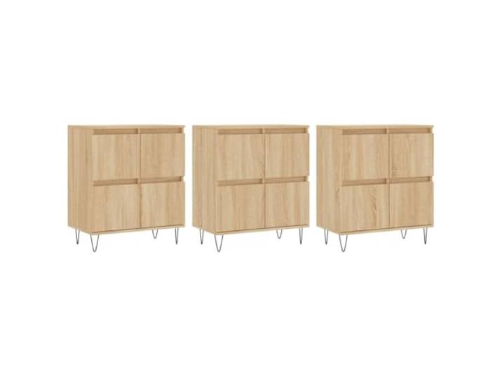 HGFDVCMR Sideboard 3er Set Sonoma-Eiche 180x35x70 cm Holzwerkstoff Großzügiges Kommoden-Set für Wohnzimmer und Flur. Bietet praktische Ablageflächen sowie Stabilität mit Metallfüßen.