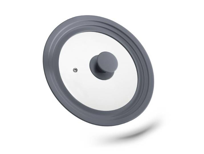 Relaxdays 2x Topfdeckel 20-24 cm Silikonrand grau