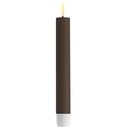 Deluxe Homeart LED 2er Set Stabkerze Real Flame, 15 cm, Ø 2,2 cm, 2er Set, mokka
