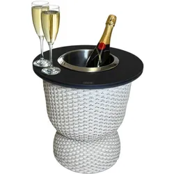 COOTAB Cooler Table, Couchtisch + Beistelltisch, Paris Beistelltisch mit Edelstahl-Kühler (41 x 43 cm)