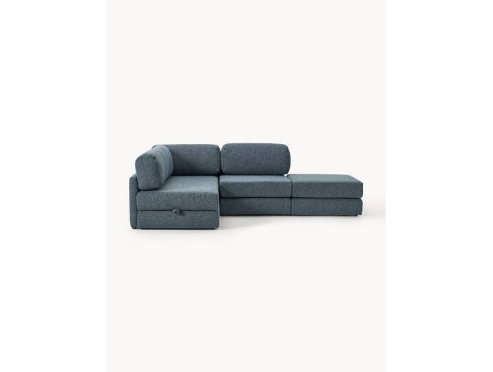 Bouclé-Eck-Schlafsofa Ladina (3-Sitzer) mit Stauraum
