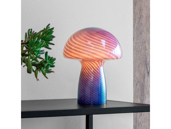 Jenny Mushroom Tischleuchte Blau - Dyberg Larsen - Wohnzimmer - Design - Glas - Mit Schirm