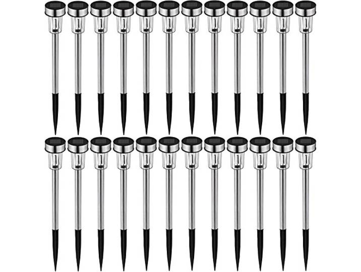 tectake 403913 LED Solar Außenleuchte Gartenleuchte, 24 Stück, mit Einschaltautomatik, Edelstahl, bunt