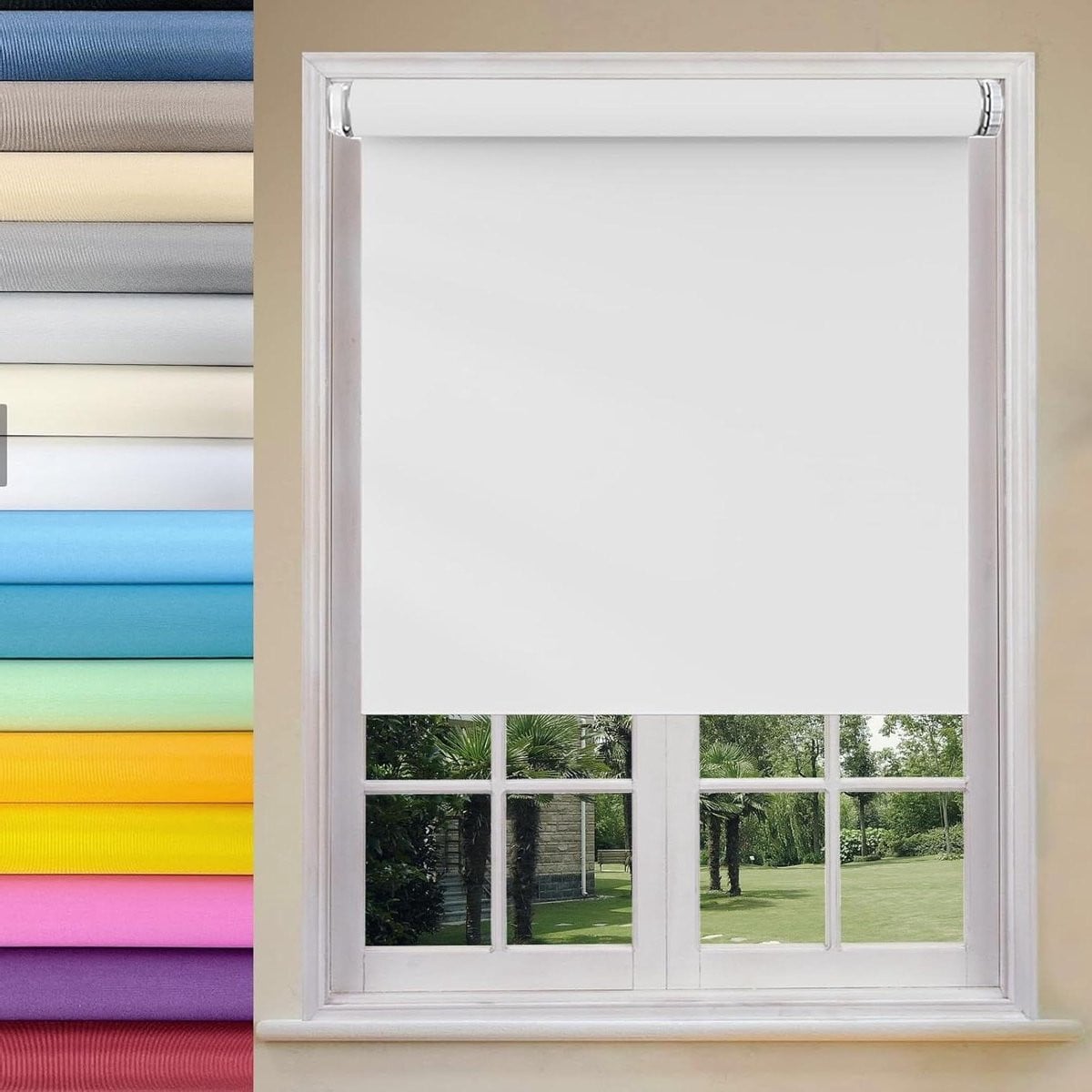 Wit lichtfilterend rolgordijn voor privacy, 60 x 200 cm