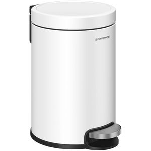 Songmics Mülleimer LTB013WZ01, weiß, Kosmetikeimer aus Metall, 3 Liter
