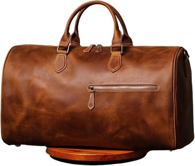 Reisetaschen Herren echt Leder Herren-Reisetasche aus Rindsleder, Damen-Wochenendhandtasche, große Kapazität, Vintage-Reisetasche, Leder-Laptoptasche(Vintage Brown)