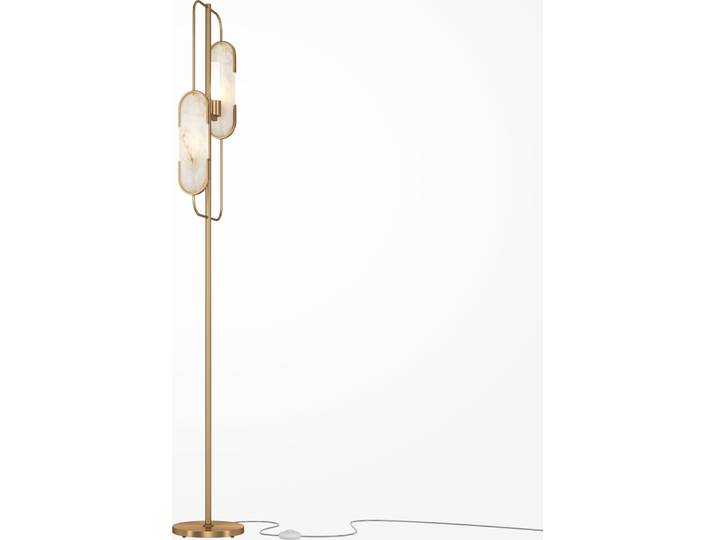 Lampadaire\, métal\, or\, 2 flammes\, H 160 cm