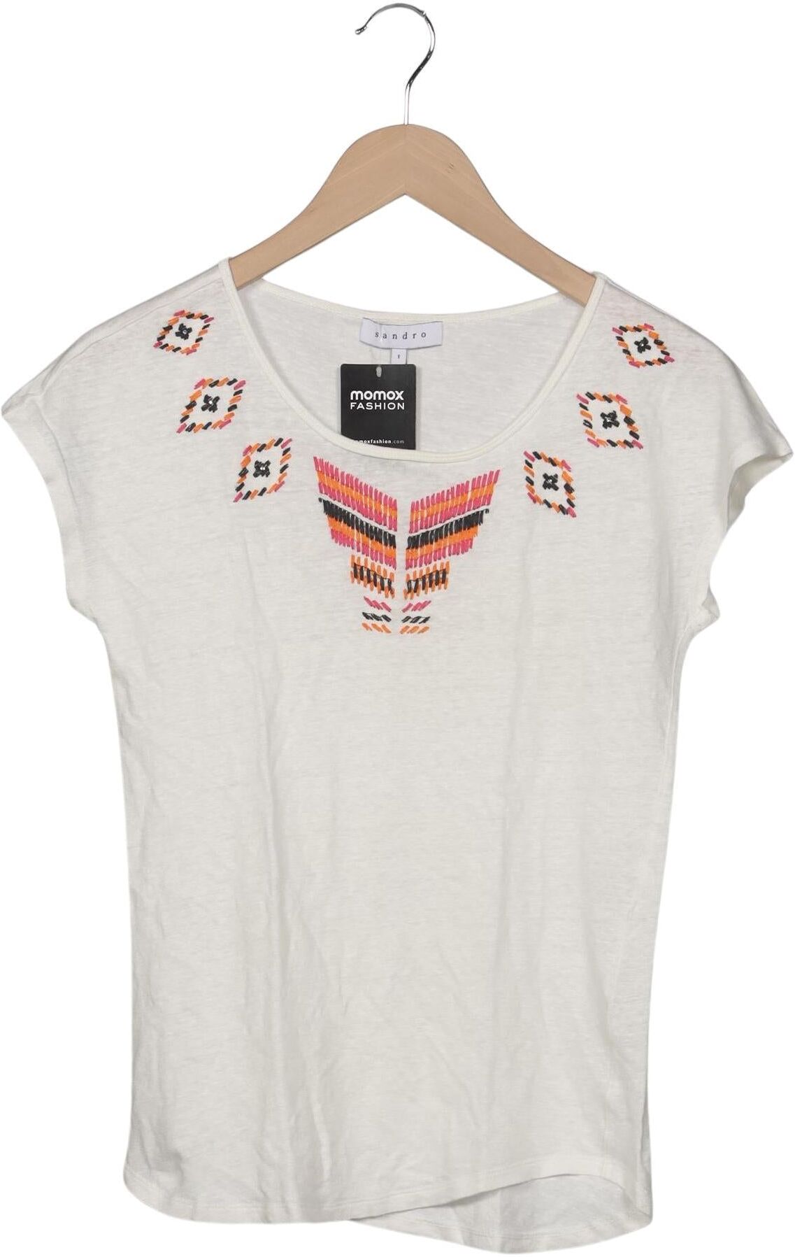 Sandro Damen T-Shirt, Cremeweiß, Gr. EU 36 (Sandro 1), Leinen - Second Hand