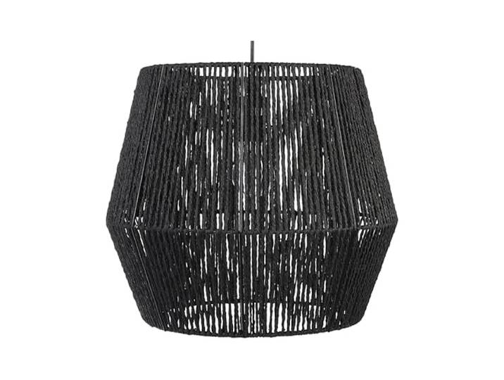 Beliani Hängelampe mit Schirm Papiergeflecht schwarz Rattan-Optik geflochten Boho Gweru