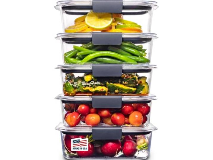 Rubbermaid Brilliance Frischhaltedosen mit Deckel für Mittagessen, Mahlzeitenvorbereitung und Reste, spülmaschinenfest, 3,2 Tassen, transparent/grau
