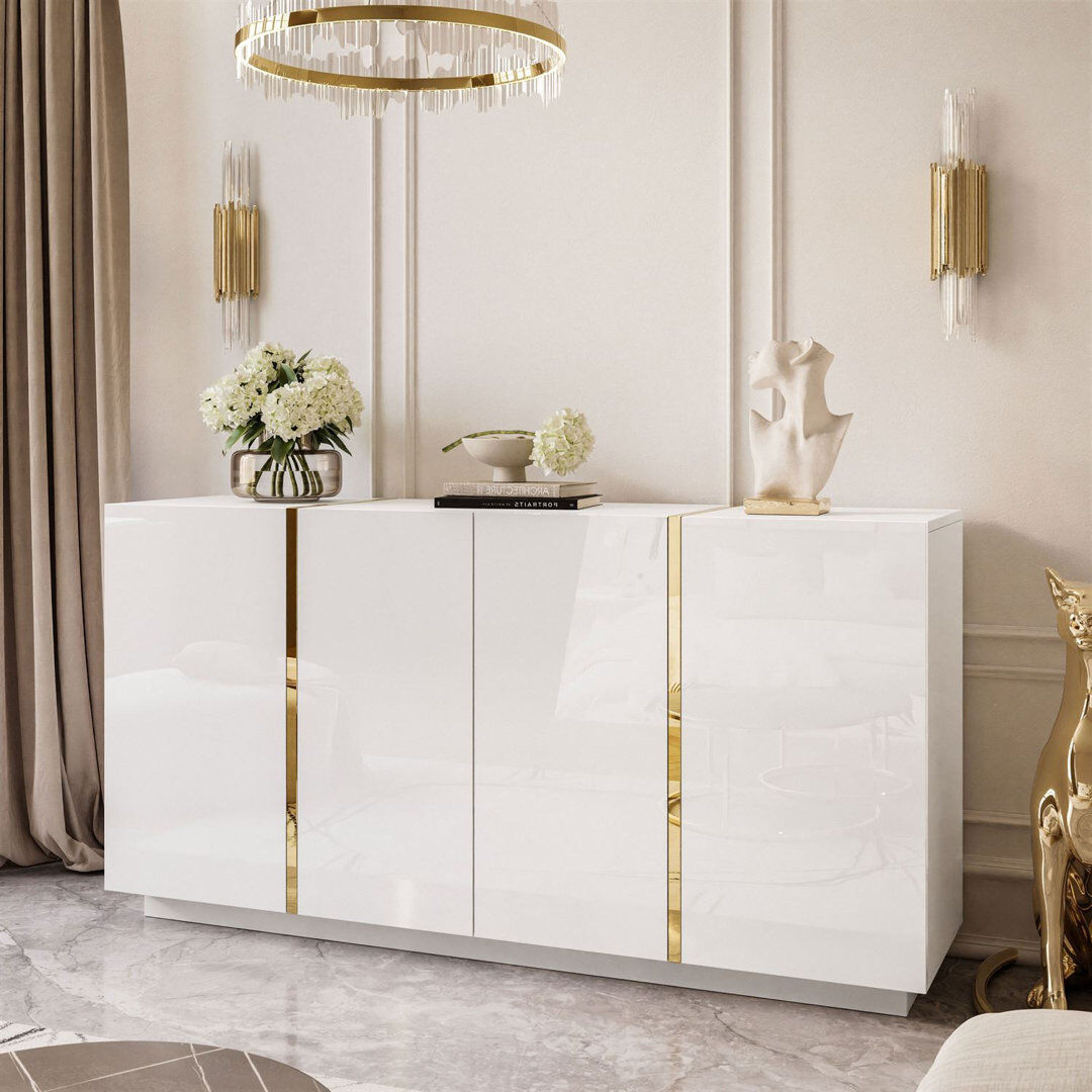 Fairmont Park Sideboard ONYX 4D 158 cm white/ white gloss White Gloss 88cm H X 158cm W X 41cm D