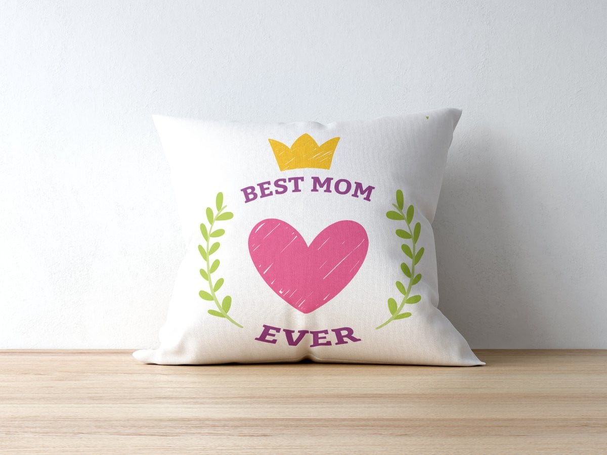 Sierkussen Best Mom Ever - Wit - 40 x 40 cm