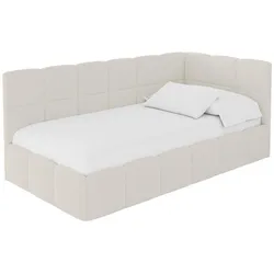 EINZELBETT Jugendbett mit Bettkasten Links, ohne Matratze - LIVY 100x200 Beige