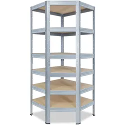 shelfplaza PRO 180x80x50 cm Eckregal in verzinkt mit 6 Böden und 166 kg Traglast pro Boden