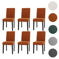6er-Set Esszimmerstuhl Littau, Stuhl Küchenstuhl Hochlehner, Stoff/Textil Cord Holz ~ terrakotta, dunkle Beine