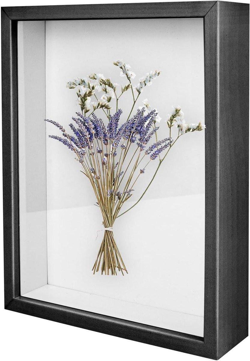 3D Fotolijst Schaduwbox Zwart - Diepe Houten Objectlijst - 27 x 22 cm
