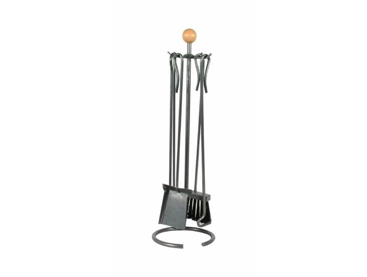 Nouvel Dekorative Kamingarnitur mit Holzgriff Kamingarnitur Holzgriff – Grillzange/Grillbesteck – schwarz
