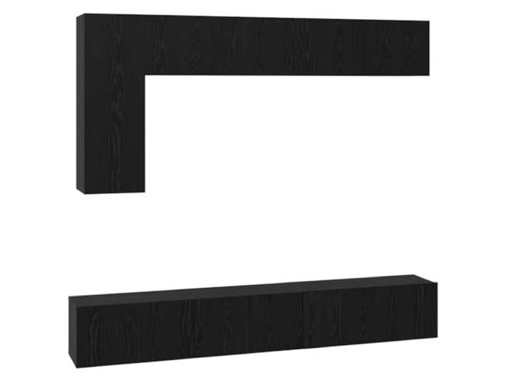 Makastle TV Schrank 6-TLG. Schwarz Eichen-Optik Holzwerkstoff