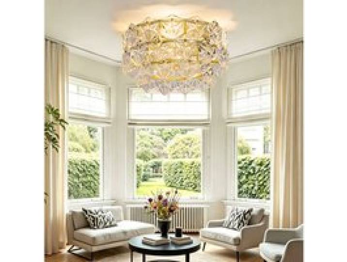 Lustre ventilateur de plafond – cristal doré – commande App et télécommande – 6 vitesses – réversible