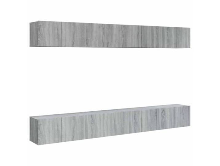 GKHPYURE TV-Schrank 8 Stück Sonoma-Grau 60 x 30 x 30 cm Mehrschichtiges Holz, Wanddesign, großer Stauraum, Montageset im Lieferumfang enthalten