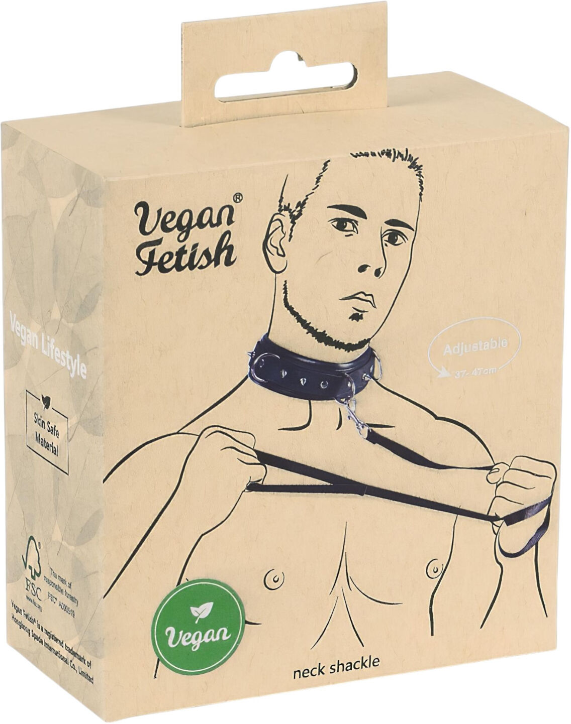 Vegan Fetish - Studded Collar with Leash (Black)