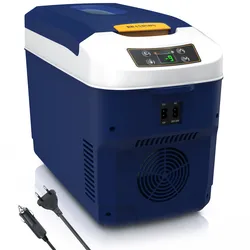 Brandson Elektrische Kühlbox, 10 L, Sichtfensterdeckel, Kühlt & hält Warm, von bis zu -10 bis +65°C, blau