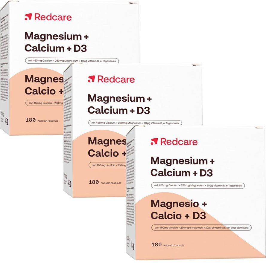 Redcare von Shop Apotheke Magnesium + Calcium D3 RedCare Dreierpack 3x180 St Kapseln