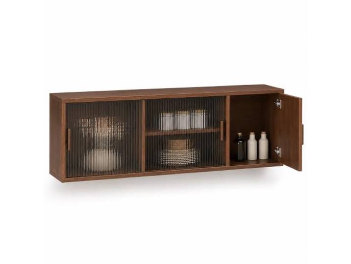 Gtzly Küchen-Aufbewahrungsorganizer aus Holz, Wandschrank mit Gewürzregal Verstellbarer Einlegeboden, Geschlossene Tür, für Kaffeebar, Esszimmer, Vorratskammer, Weinaufbewahrung(Brown,55in/140cm)