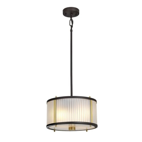 Elstead Lighting Corona Cilindrische 2-lichts hanglamp, museumbrons, melkglas