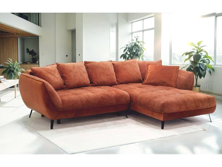 Ecksofa EXXPO - SOFA FASHION Midway Easy-Lift-Bettfunktion, 15cm bodenfrei, bequem, Breite 282cm , braun (rust), B:282cm H:91cm T:187cm, Sofas, Ecksofa, inkl. Bettfunktion und praktischem Bettkasten, L-Form