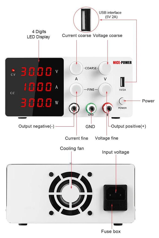 Selius Regelbare Lab Voeding - DC Spanningsregelaar met Generatorfunctie - 60V