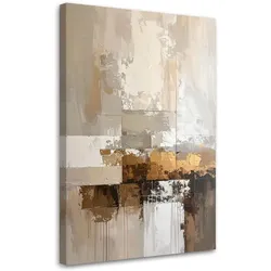 LEINWANDBILD, Beige goldene Abstrakt