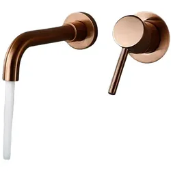 KLARWERK® NAVIS | Badarmatur Wandmontage 2-teile Roségold | Edelstahl Mischbatterie Wandarmatur Bad | Hotel Gastro Wasserhahn Waschtischarmatur