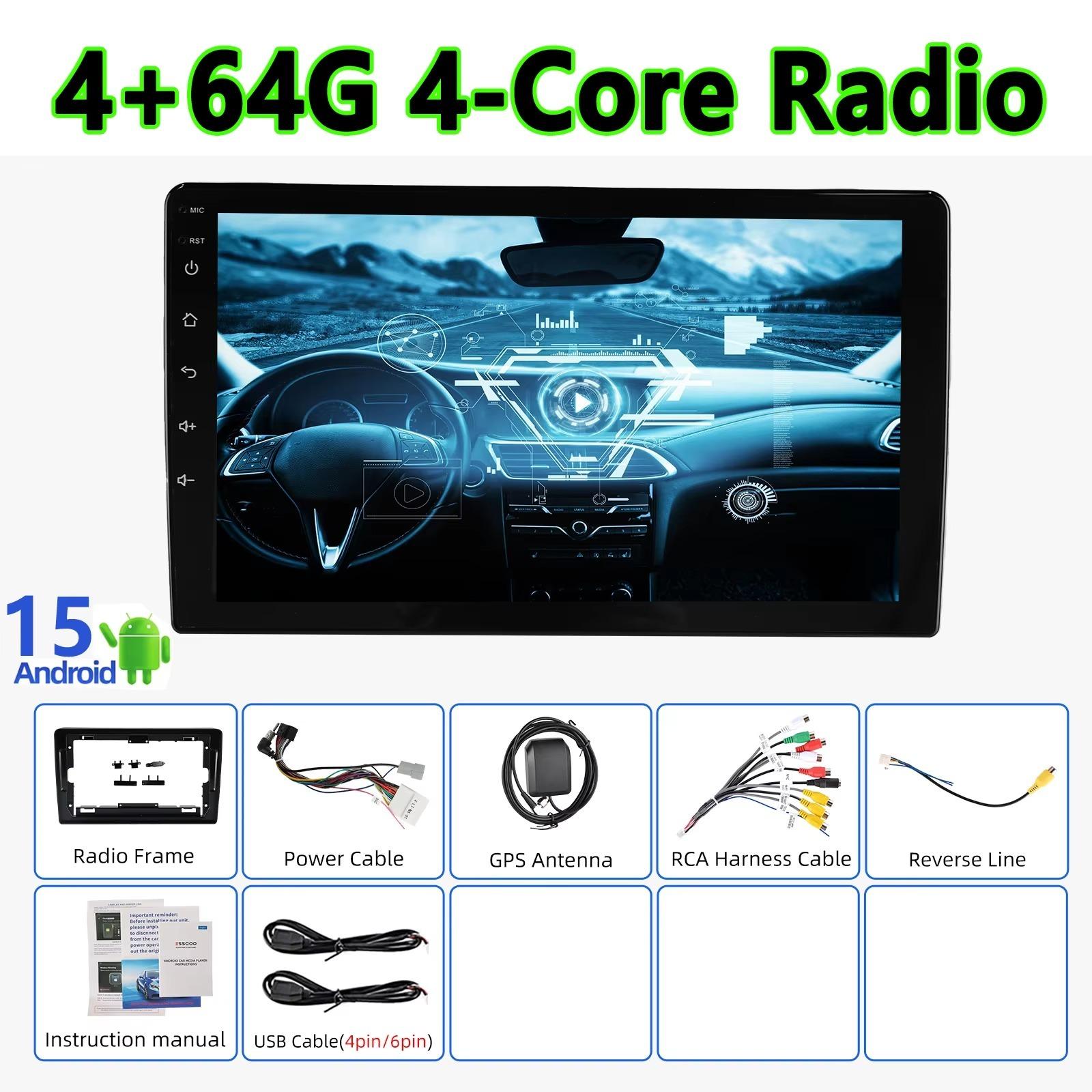 Android-Autoradio - Nissan Navara D40 2006-2012 - 22,9-cm-IPS-Touchscreen - Android 15 - Kabelloses CarPlay und Android Auto - 4 GB RAM, 64 GB Speicher - Doppel-DIN