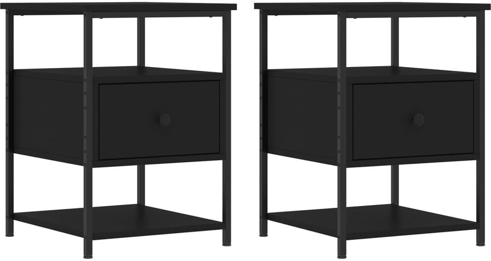 Rio Agshin 40 cm W Iron Bedside Table Black 56cm H X 40cm W X 42cm D
