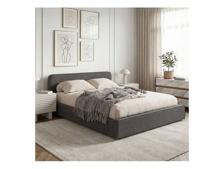 IDIMEX Polsterbett MARINI, Bett 140x200 cm mit Lattenrost Doppelbett mit Kopfteil dunkelgrau