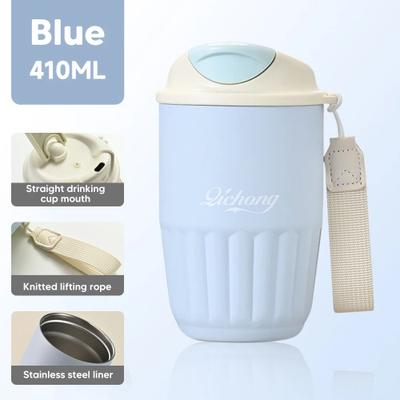 Uplifted Finds 410ml Ceramic Liner Vacuum Insulated Thermos Coffee Cup Double Wall Stainless Steel blue