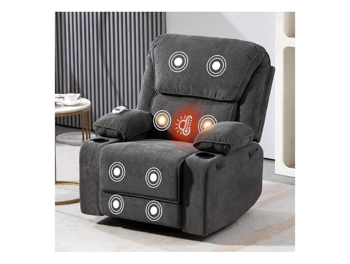 BRTHORY Massagesessel Relaxsessel mit Massagefunktion, Fernsehsessel, 360°drehbar (1-St), Massagesessel mit Liege- und Schaukel-Funktion