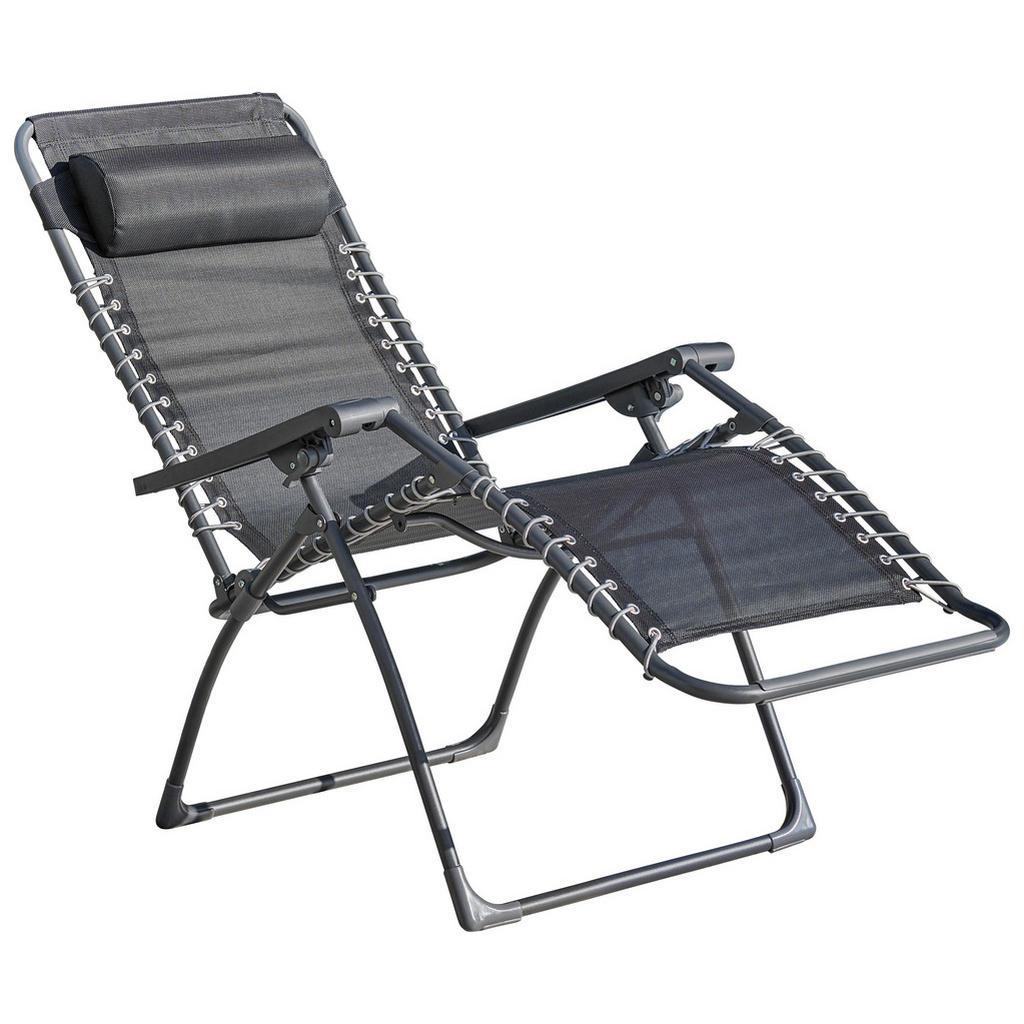 Ambia Garden Garten-Relaxsessel , Grau, Dunkelgrau , Metall, Kunststoff, Textil , 67x112.7x94 cm , klappbar , Gartenmöbel, Gartenliegen, Liegestühle