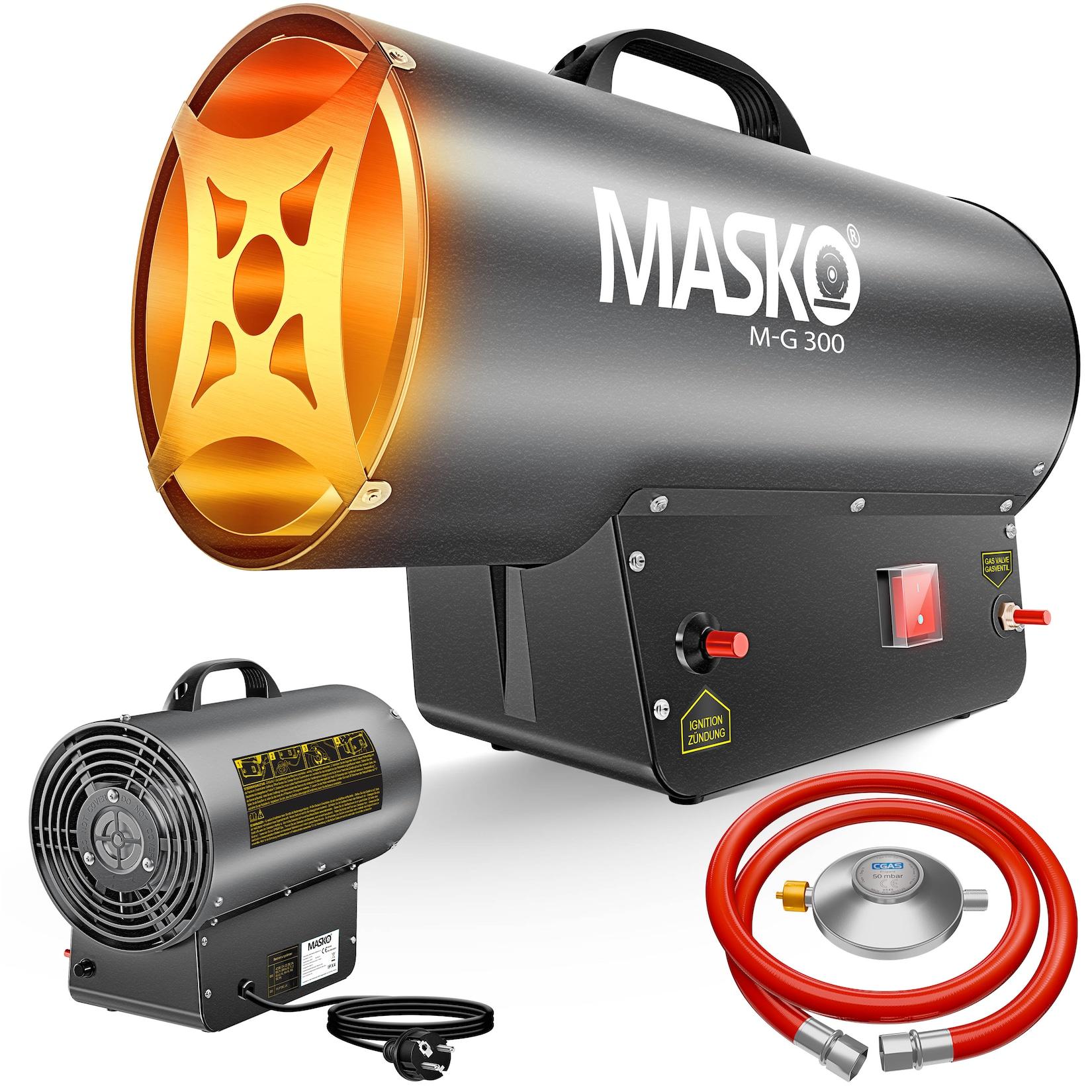 MASKO® Gasheizgebläse Gasheizer Heizkanone Gasheizstrahler Bauheizer Gas Heizgerät heizstrahler Heißluftgenerator inkl. Gasschlauch & Druckminderer Heizgebläse für handelsübliche Gasflaschen
