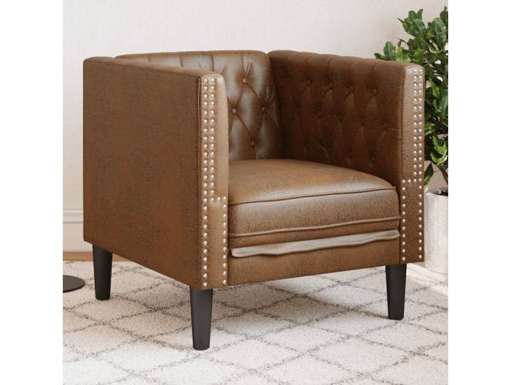vidaXL Sessel, Chesterfield-Sessel Braun Kunstleder in Wildleder-Optik