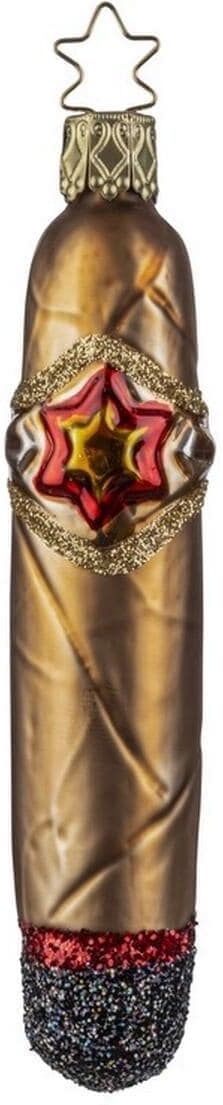 Weihnachtsbaumkugel "Weihnachtskugel Zigarre 1 Stück", rot goldbraun, Weihnachtsbaumkugeln, Weihnachtsbaumkugel rot goldbraun Einheitsgröße