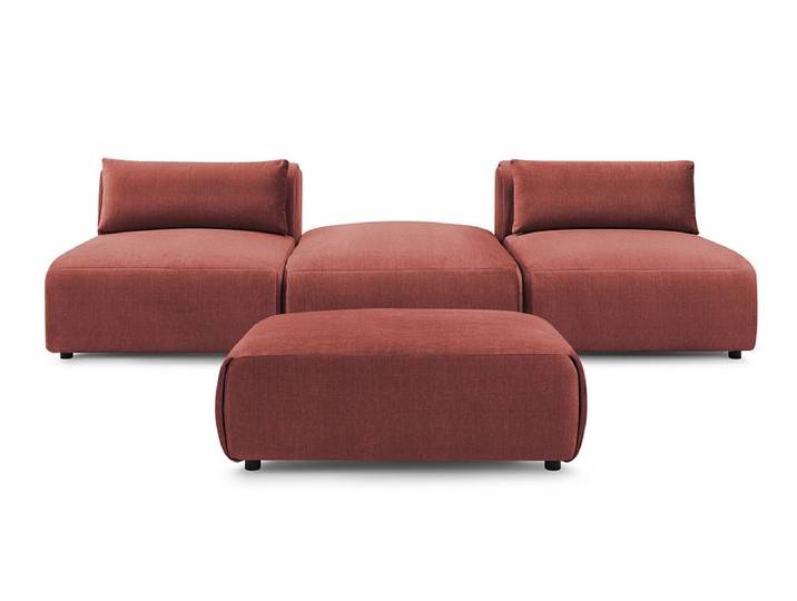 3er Sofa mit Hocker BOBOCHIC JEANNE Samt orange