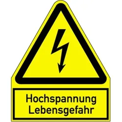 Aufkleber Hochspannung Lebensgefahr, Kombischild, Folie, 100x122 mm