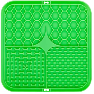 Inspire Picks Silicone Pet Lick Mat Slow Feeder & Bath Distraction Training Mat For Dogs green